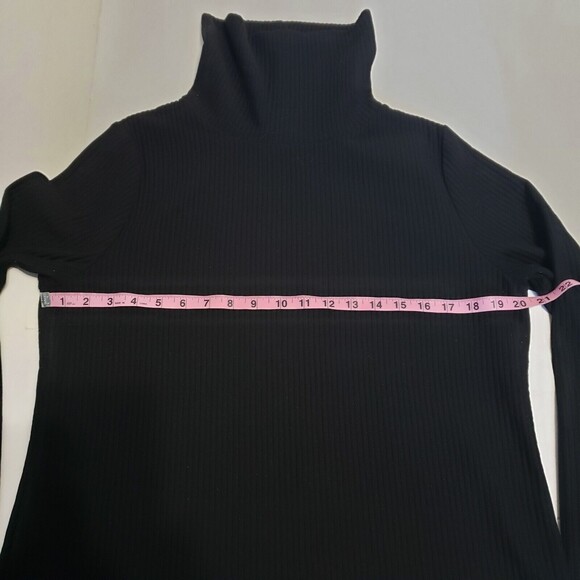Ann Taylor Factory Large Black Ribbed Turtleneck Knit Top Long-Sleeved Womens - Picture 5 of 8